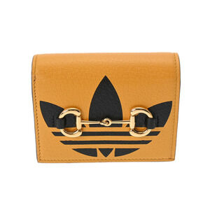 Gucci Adidas Horsebit Shoulder Wallet Yellow Black Leather Bifold